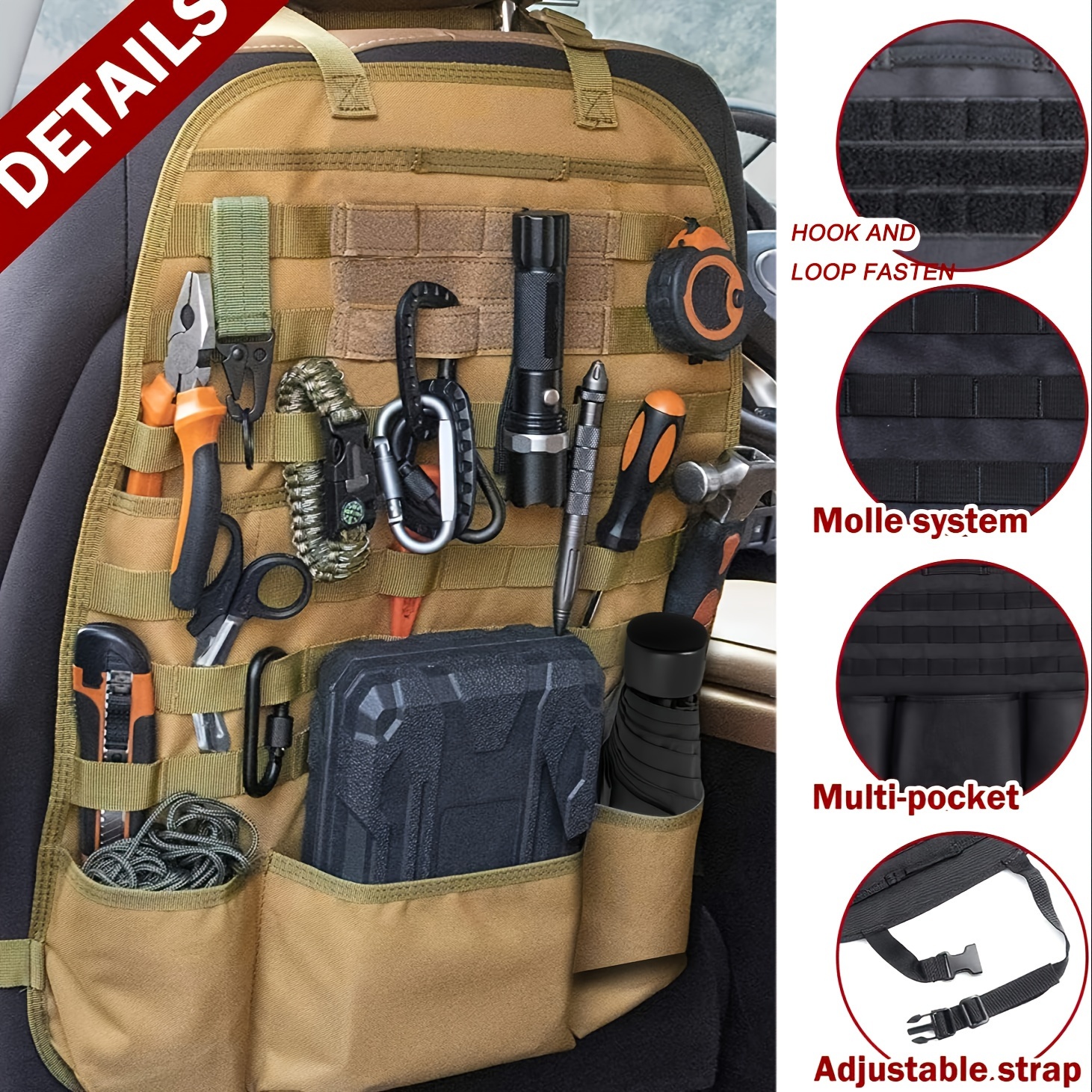 Molle Patches Attachment Hook and Loop Panel Tactical-Patch Display Board  Molle Accessories for DIY Badges Backpacks