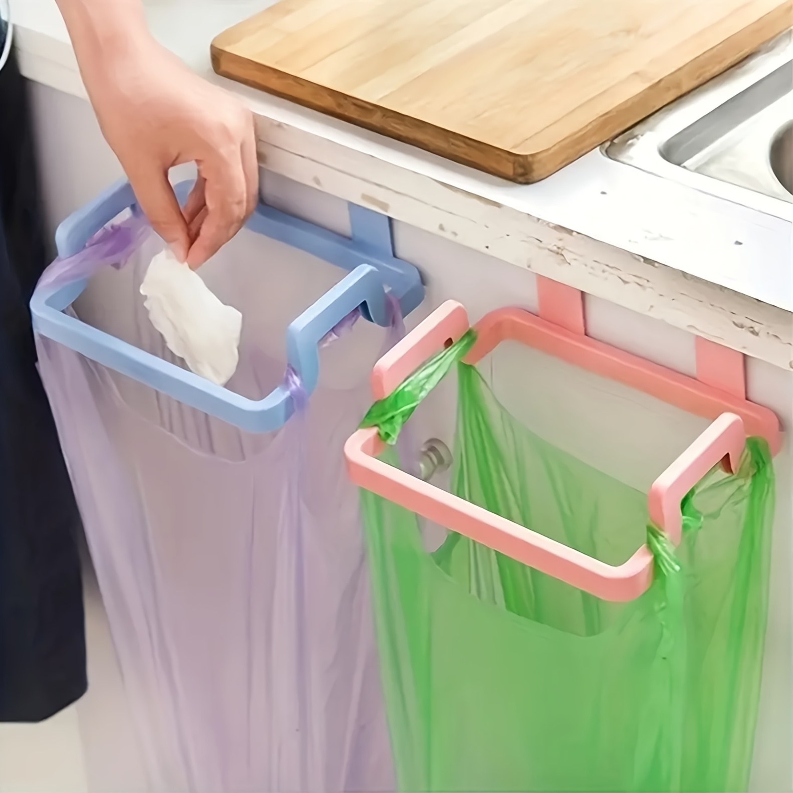 Portable Kitchen Trash Bag Holder Nailless Trash Can - Temu