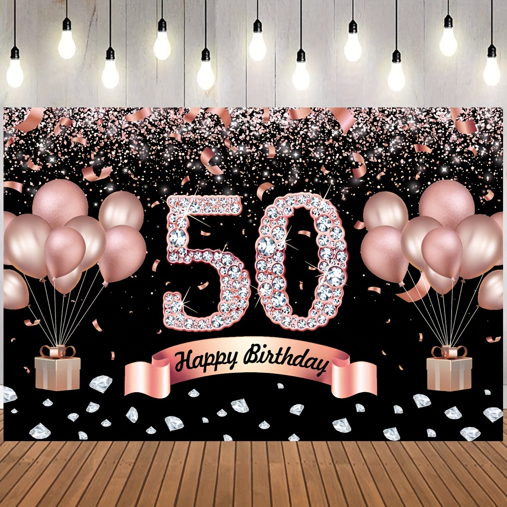 Cartel de fondo de 40 cumpleaños para mujer, decoración de feliz cumpleaños  40 para mujeres, decoración de cumpleaños de 40 años de color oro rosa