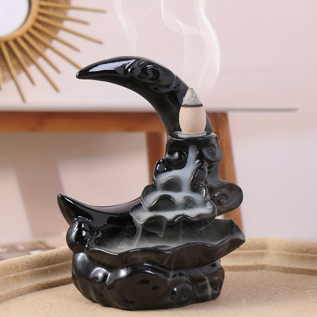 Fishes Incense Holders Ceramic Backflow Incense Burner Purple Clay Smoke  Cone Sticks Holder Incense Fountain With 20 Cones