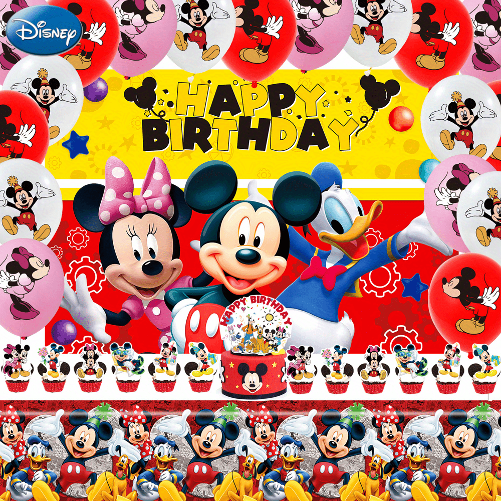 Decoraciones de cumpleaños de Mickey Mouse, kit de guirnalda de
