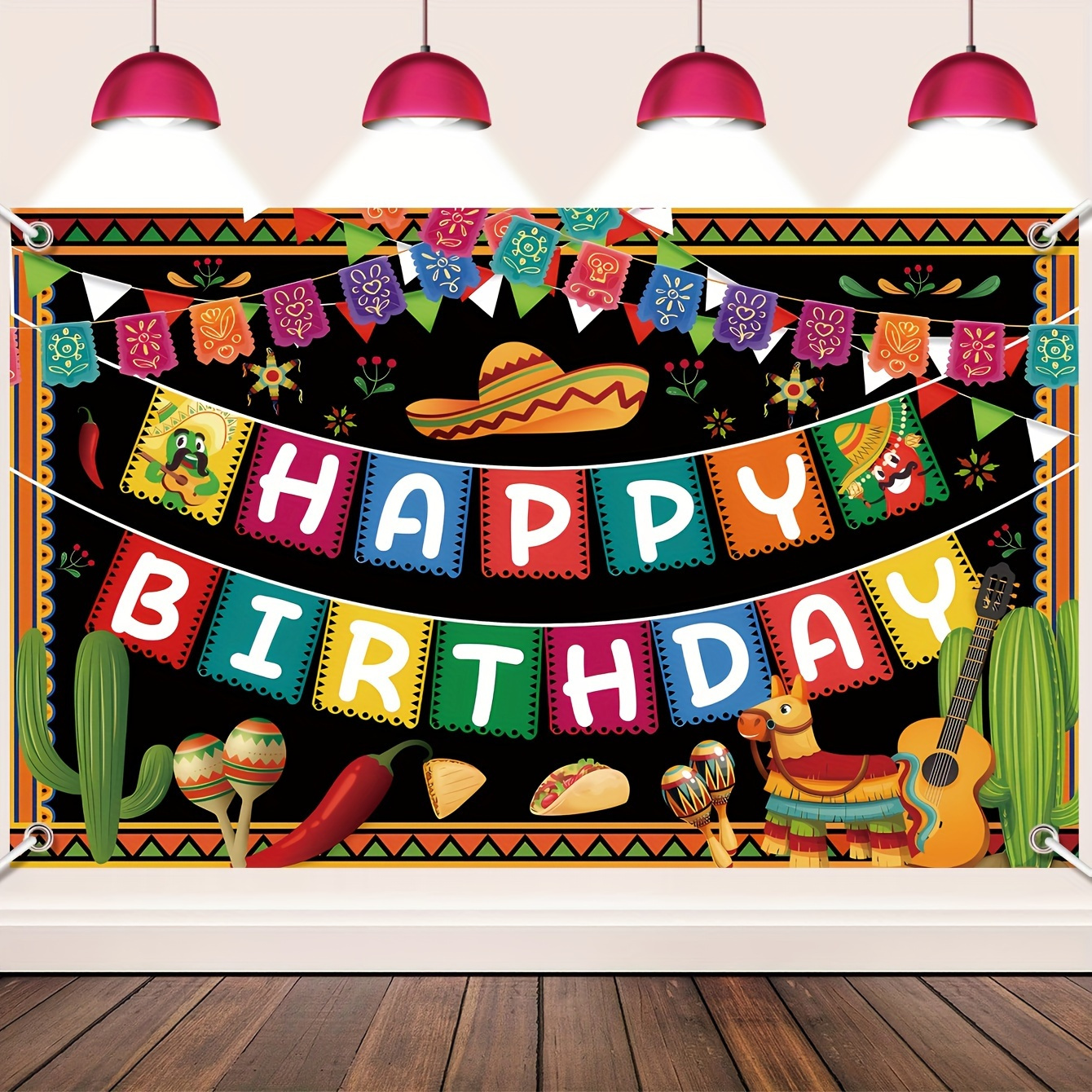 Mexican Fiesta Birthday Backdrop Feet Colorful Neon Summer - Temu