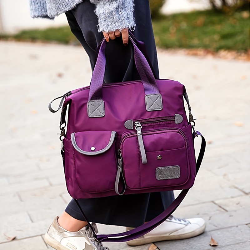 Mochila púrpura multifuncional para mujer, de gran capacidad bolso de viaje,  bolsos de hombro con zapatos