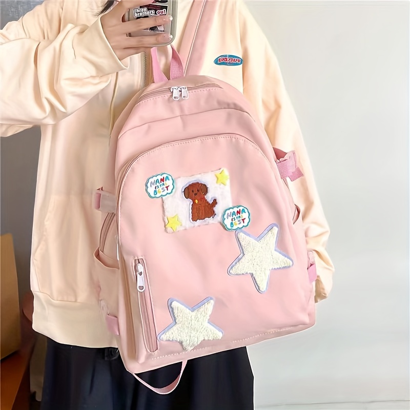 Backpacks Women Simple All-match Girlish Zipper Waterproof Backpack  Students Korean Fashion Candy Colors Large Capacity Bag Chic