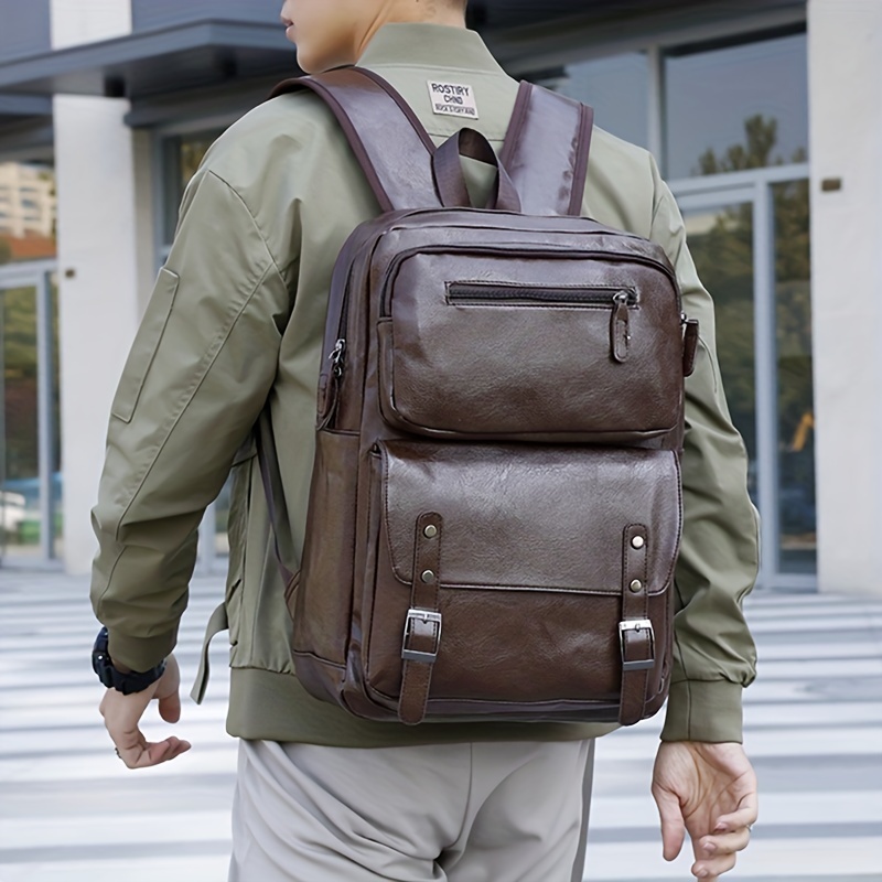 Men's Crocodile Pattern Backpack Fashion Genuine Leather Business Backpack  Laptop Backpacks, Top Layer Cowhide Travel Backpack Gift For Men Boys - Temu