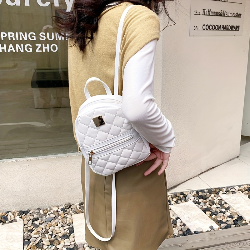Mini Geometric Graphic Hand Backpack, Women's Zipper Top Handle Purse, Small  Two-way Shoulder Bag - Temu