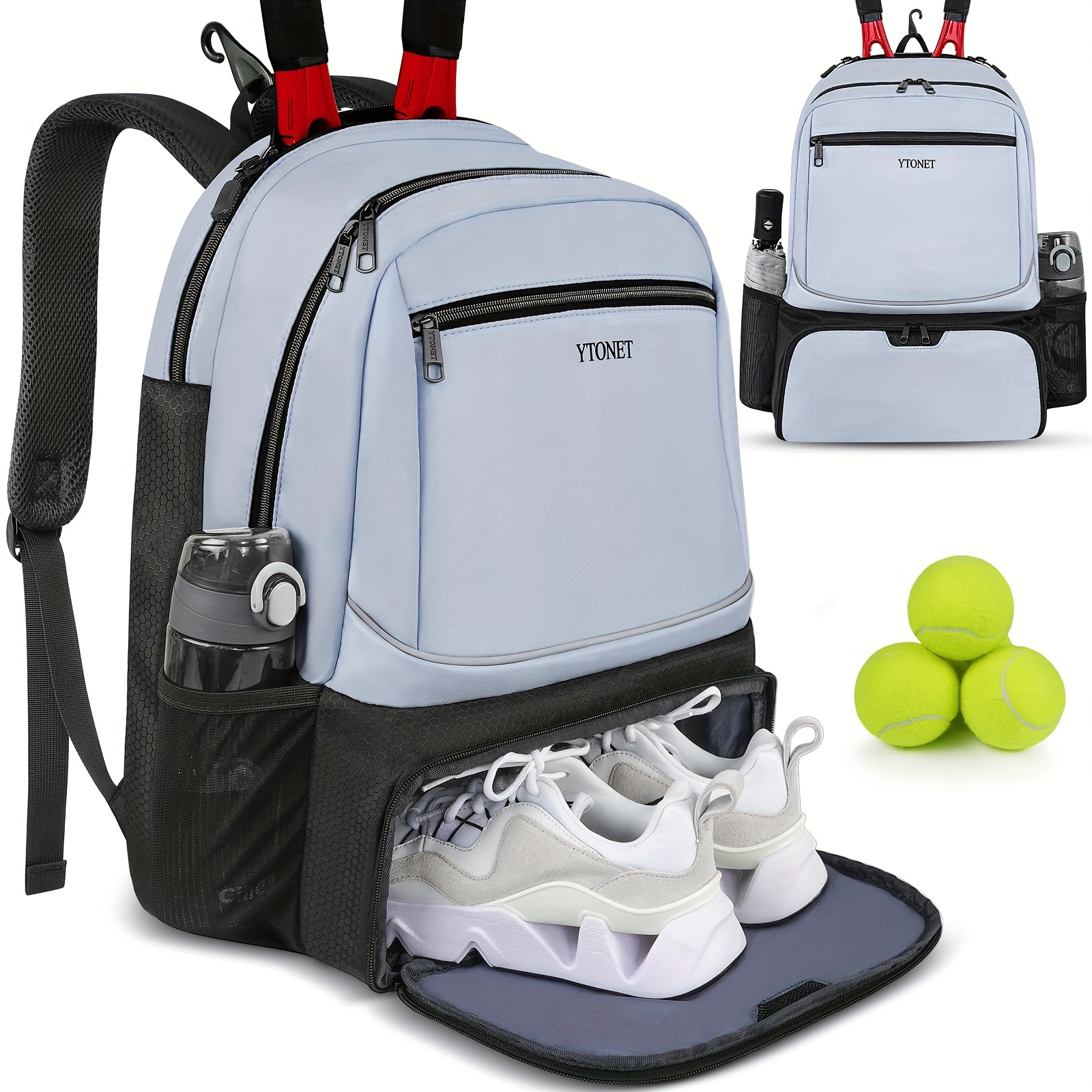 Sac de sport,Grand sac à dos pour raquette de Badminton,sac de Sport pour  raquette de Tennis avec - Double shoulder blk
