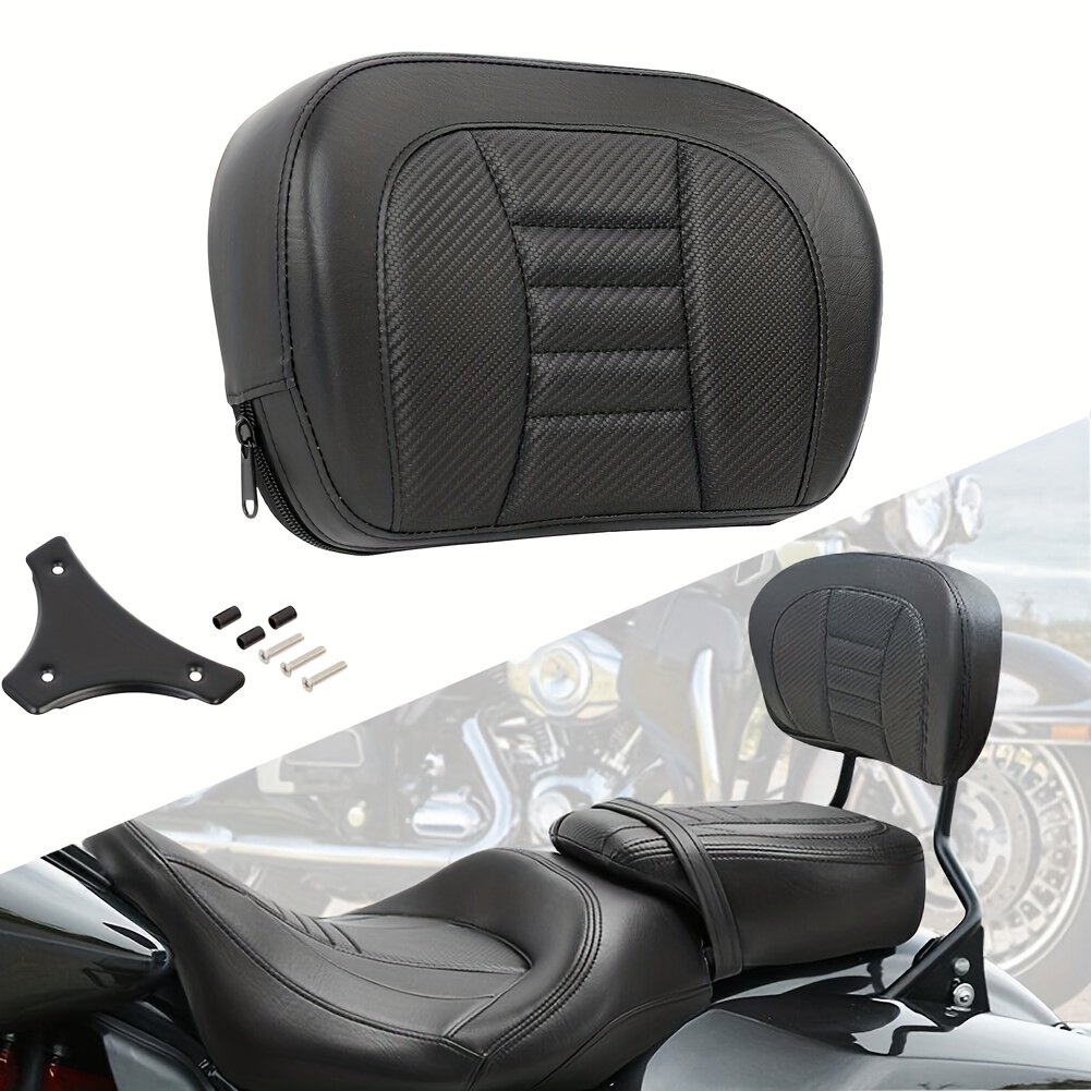Barre de dossier de moto, coussin de dos d'équitation en acier durable  d'installation facile, colorfast pour coussin de moto de moto(black)