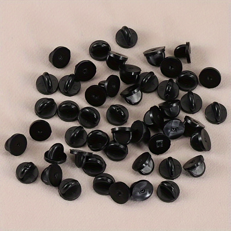 50 Pairs Tie Tacks Blank Pins with PVC Rubber Pin Backs for Craft Making (Black)