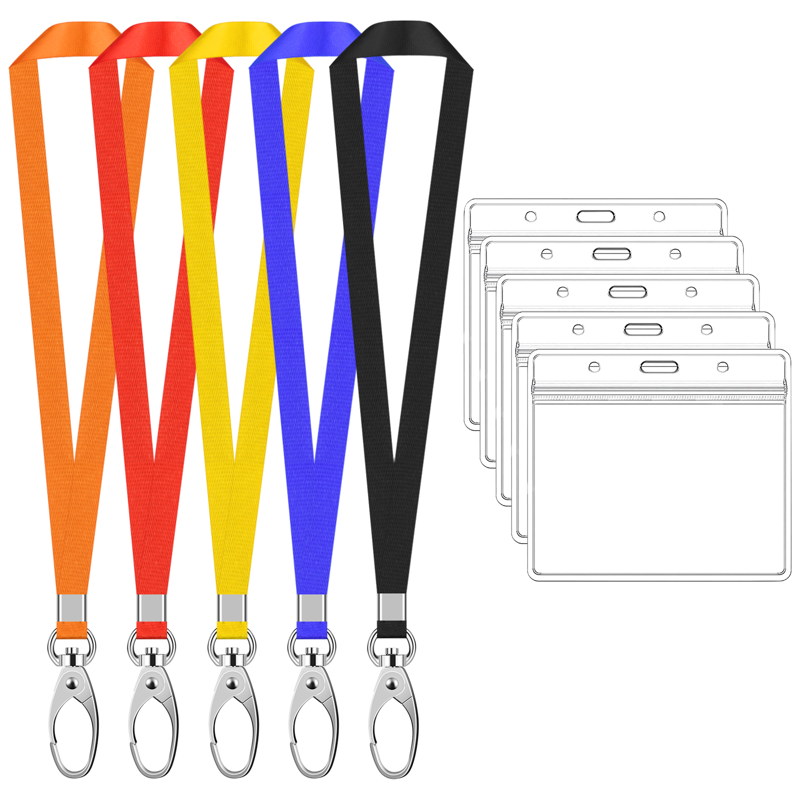Blue Summit Supplies 12 Assorted Colors Lanyard with ID Holder, Lanyards for ID Badges, Vertical Lanyard Badge Holder with Lanyard for Teachers, Offic