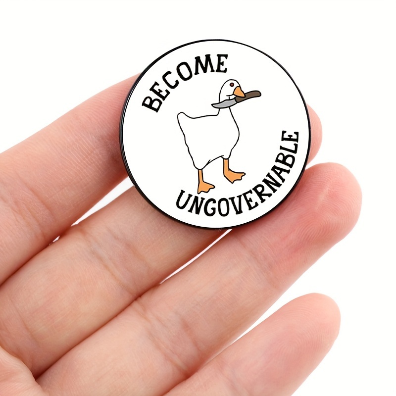 Cute Funny White Goose Brooch Enamel Pins Cartoon Duck With Knife Badge For  Backpack Hat Shirt Decoration Lapel Pin Jewelry Gifts For Friends