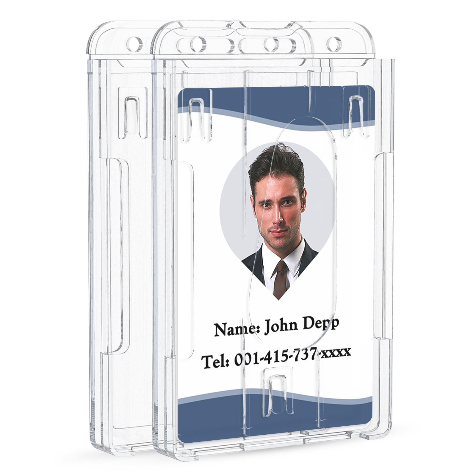 Transparent Window Horizontal Plastic Card Holder Protective Case for Office, School, Schools, Hospitals, Doctors, Nurses, Driver's License, Passes