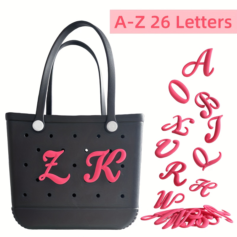26 Pcs Decoration Charms for Bogg Bag Accessories Charms,Alphabet 26pcs Bag  Charms for Beach Tote Bag Rubber Beach Bag