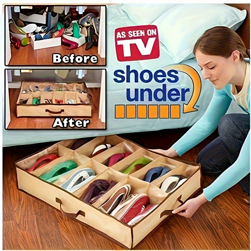1pc Under Bed Shoe Organizer, Underbed Shoe Storage Container, Non Woven  Storage Bin, Organization And Storage, Extra Large Sturdy Organizer For  Closet, Men Women Kids Shoes, High Heels, Short Boots, Sneakers