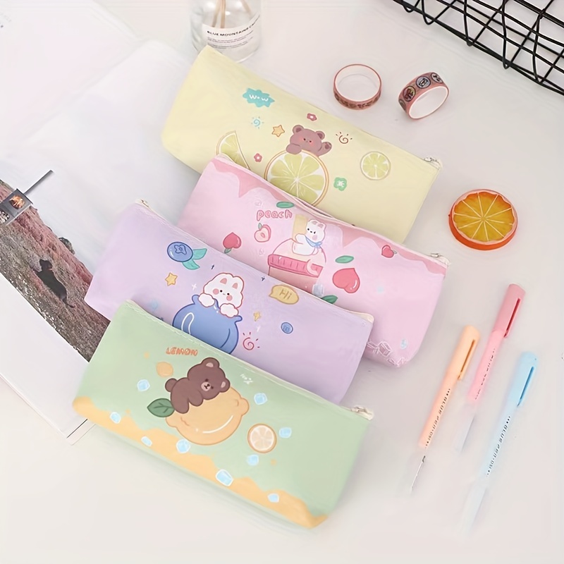 Kawaii Makeup Storage Bag Waterproof Transparent Pencil Case Large