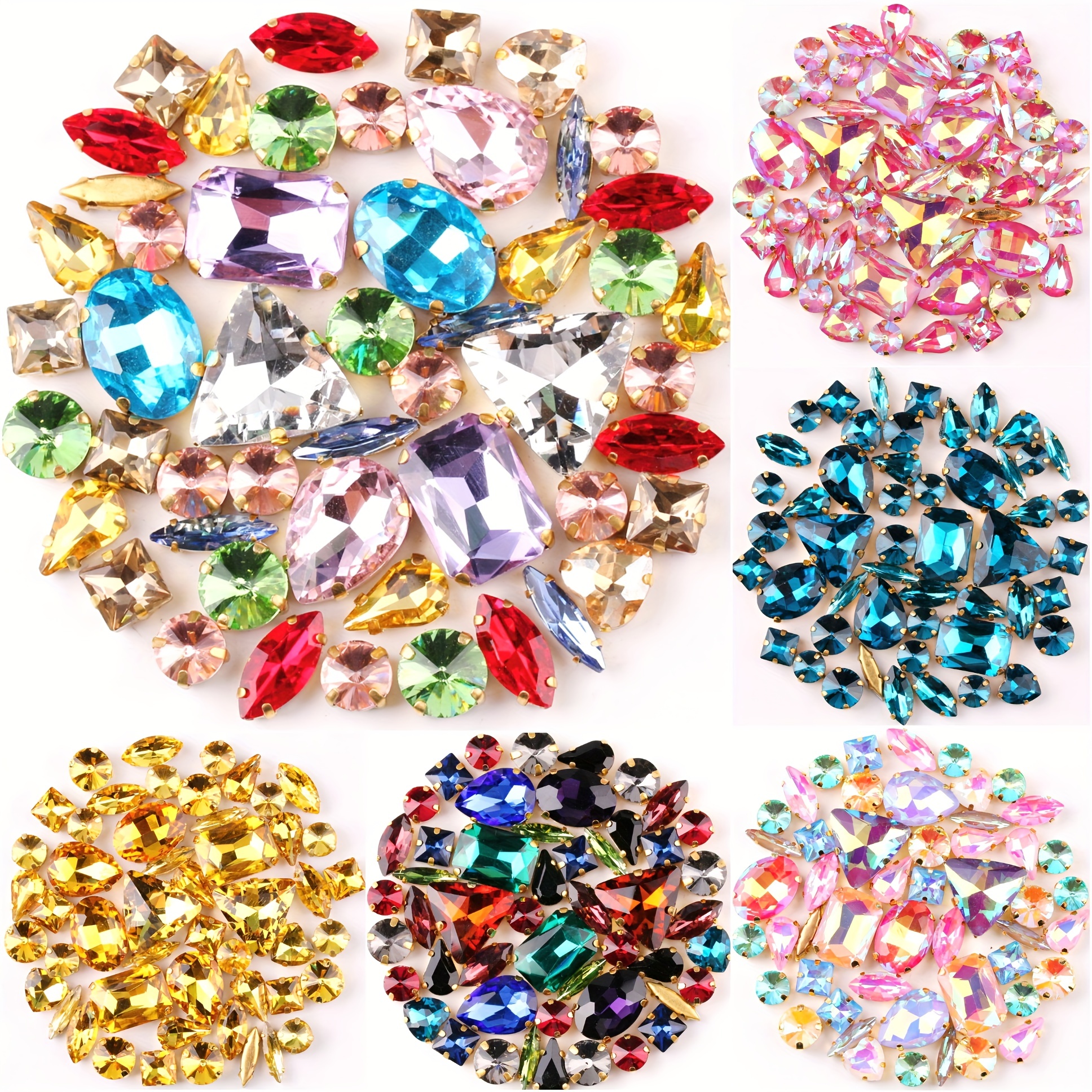 3mm-8mm Claw Cup Crystals Strass Flatback Round Stones Non Hotfix