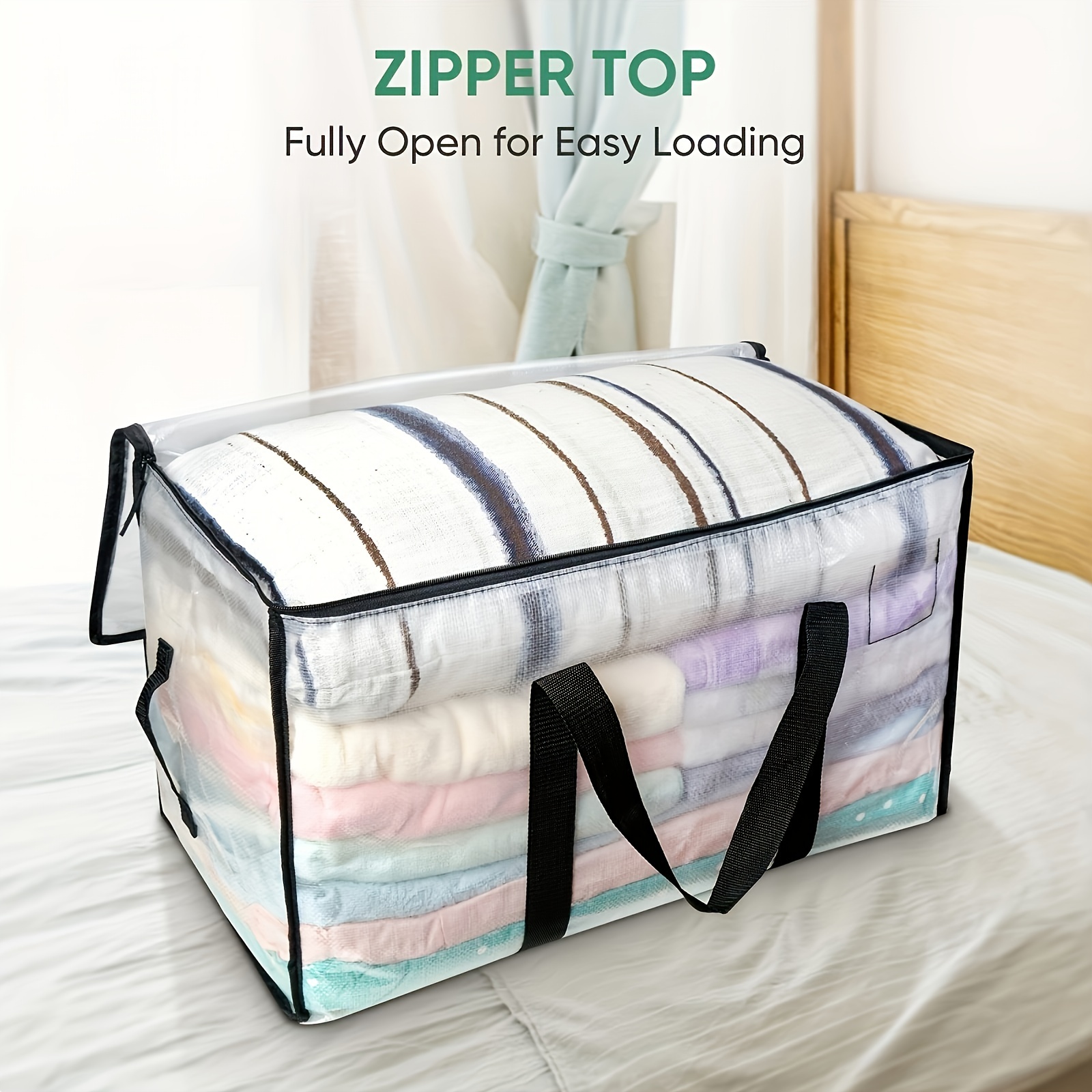 4 Pc Reusable Large plastic Shopping Laundry Moving Storage Bag Zip-USA
