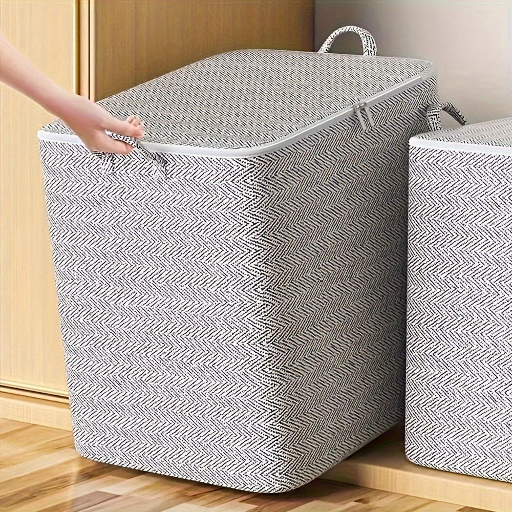 1pc Handmade Knitted Thickened & Foldable Large Laundry Basket With Hemp  Rope Handles