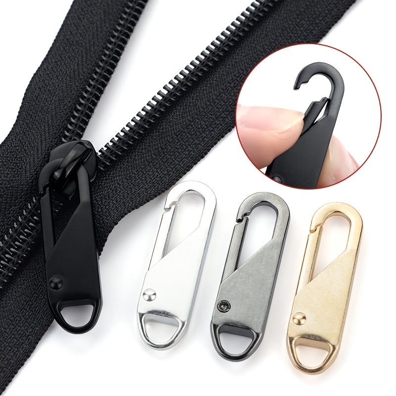 Clearance Sale 6/12pcs Metal Zipper Repair Kits Zipper Head Replacement Slider DIY Sewing Craft Handmade Detachable Zipper Pull Tab Fixer, Size: As
