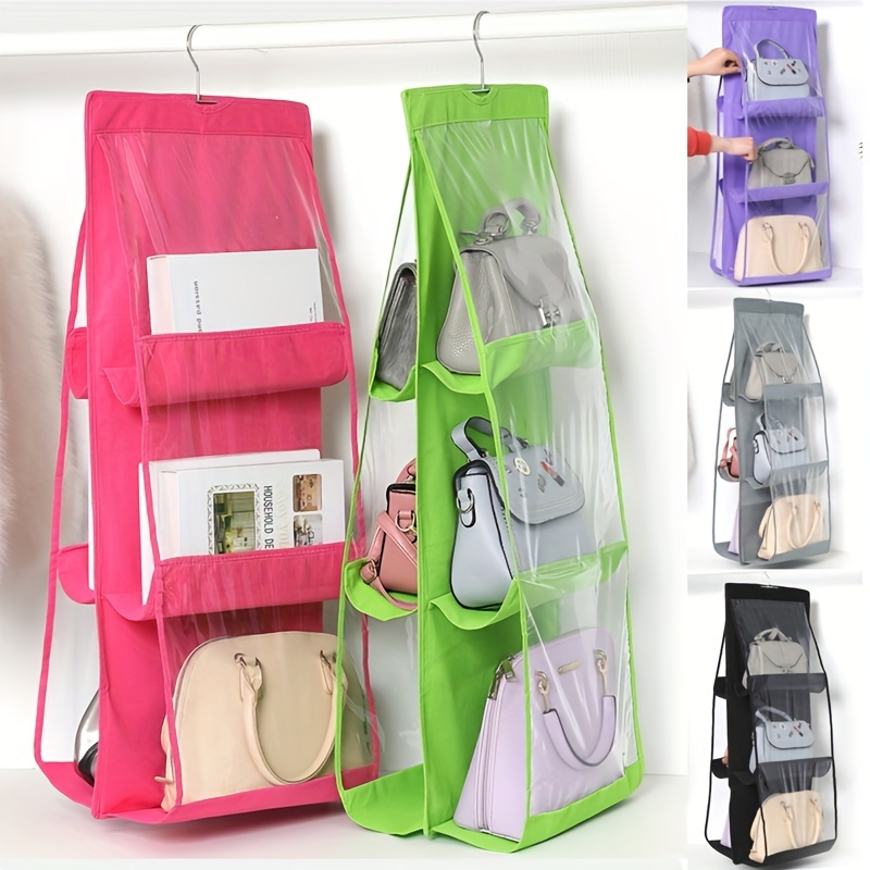 Hanging Hook Handbag Purse Organizer, Closet Wardrobe Bag Storage Holder,  Dust-proof Transparent Bag Holder