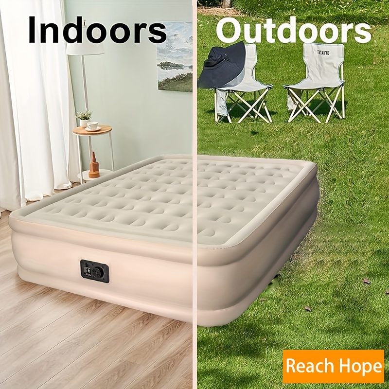 Colchón de aire de tamaño individual, cama de aire individual, colchón  plegable con parte superior flocada, camas inflables portátiles con kit de