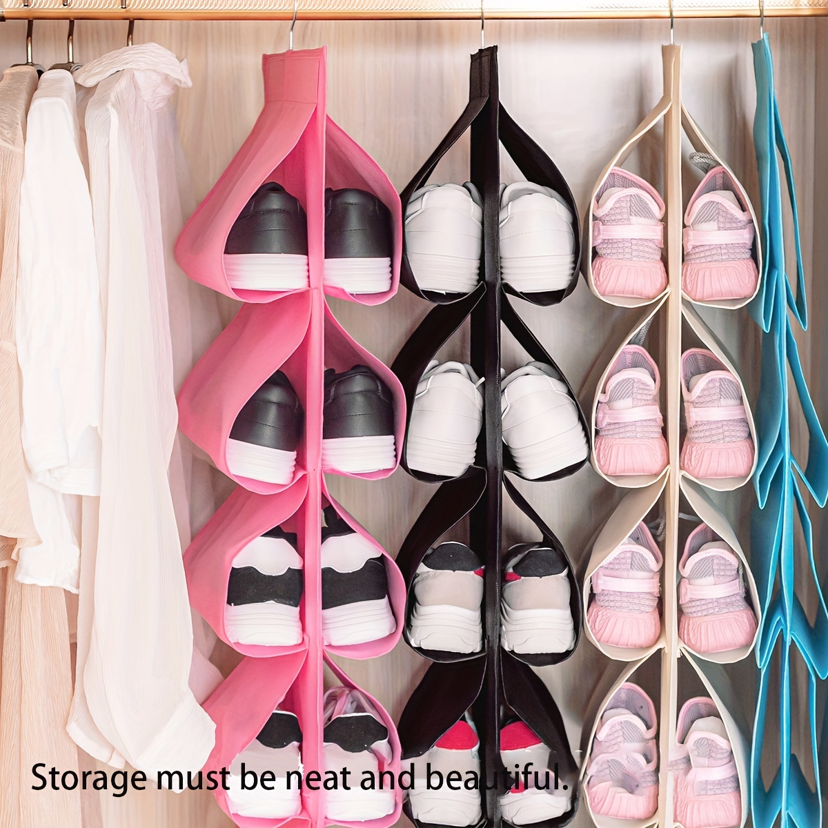 Hanging Shoe Storage Bag Wall Hanging Bag Underwear Multi-layer Wardrobe Shoe  Rack Three-dimensional Suspension Door Rear Material Bag - Temu