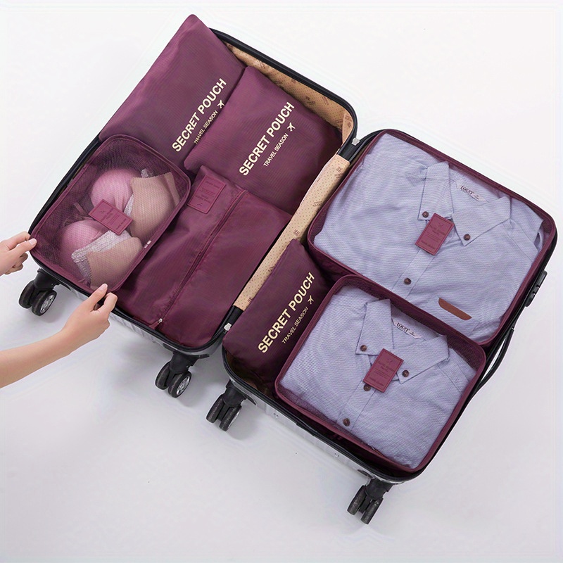 7PCS Luggage Clothes Storage Bags Portable Underwear Packing Cube Travel  Subpackage Clothing Organizer Suitcase Shoe Sorting Bag