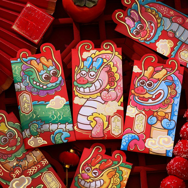 2023 Dragon & Feng Pattern Gift Envelopes - Hot Stamping Red