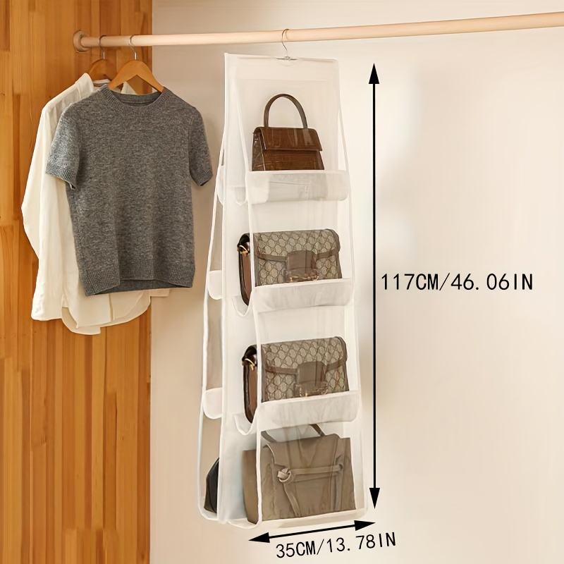 6 Pocket Foldable Hanging Bag 3 Layers Folding Shelf Bag Purse Handbag  Organizer Door Sundry Pocket Hanger Storage Closet Hanger