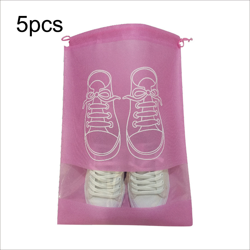 5pcs Outdoor Portable Shoes Bag, Drawstring Travel Shoes Storage Bag,  Travel Shoes Packaging Bag, Shoes Dust Bag With Clear Window, Portable  Organizer