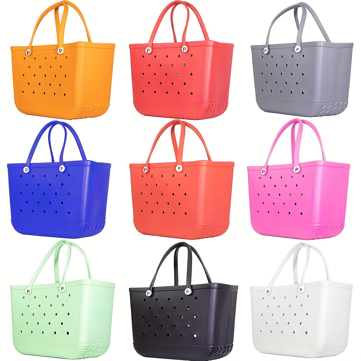 Solid Color Portable Tote Bag, Large Capacity Outdoor Beach Bag, Waterproof  Washable Handbag For Women - Temu Philippines