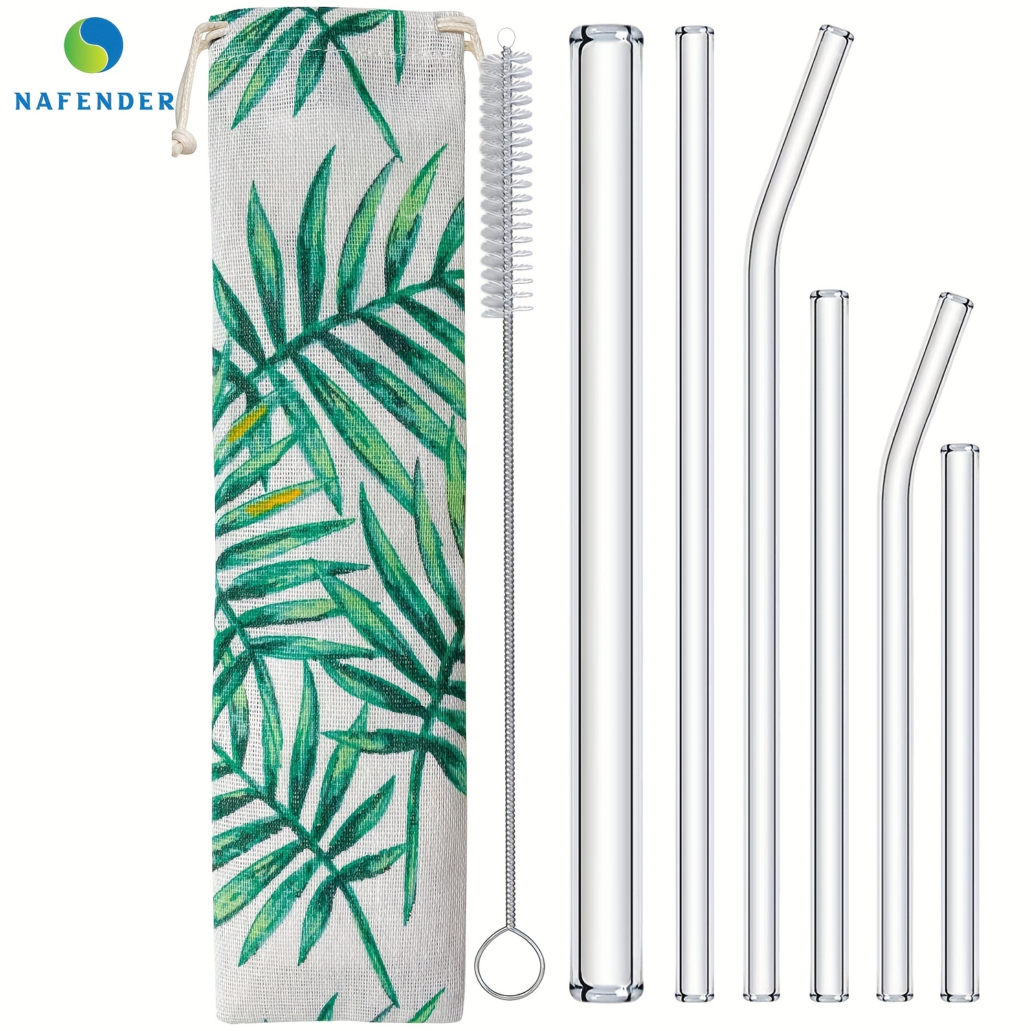 8.2x8mm Reusable Clear Glass Straws Set for Smoothie Milkshakes  Environmentally Friendly Drinkware Straw with Cleaning Brush