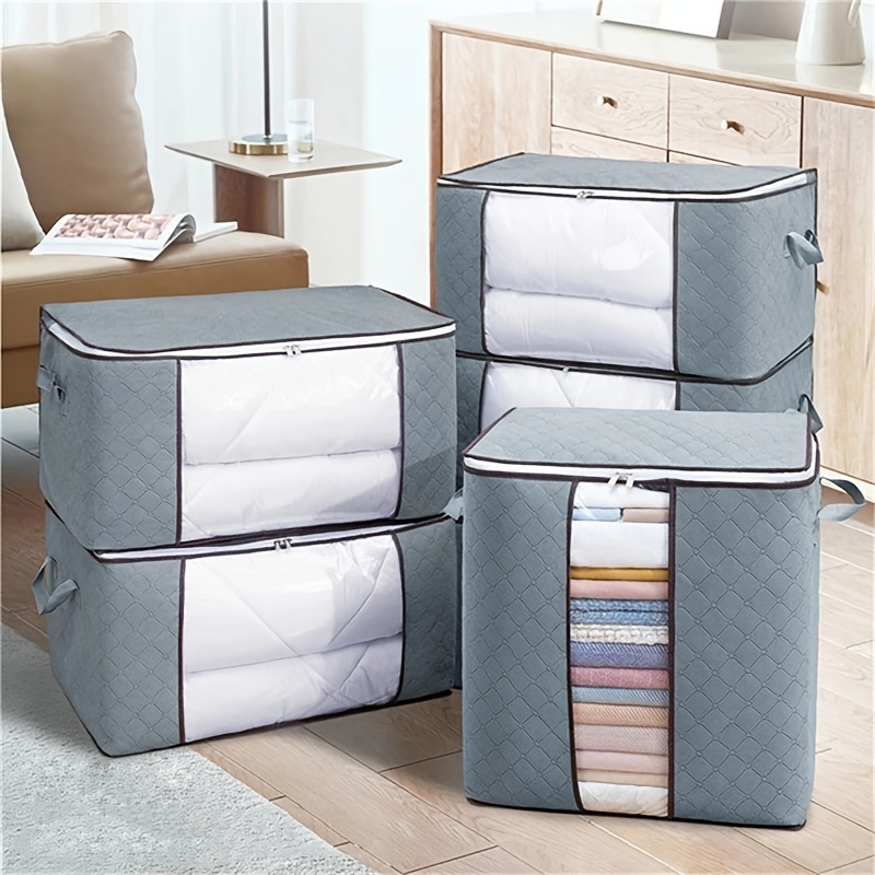 2PC Large Storage Bag Clothes Quilt Blanket Storage Sort Dustpoof Home  Organizer