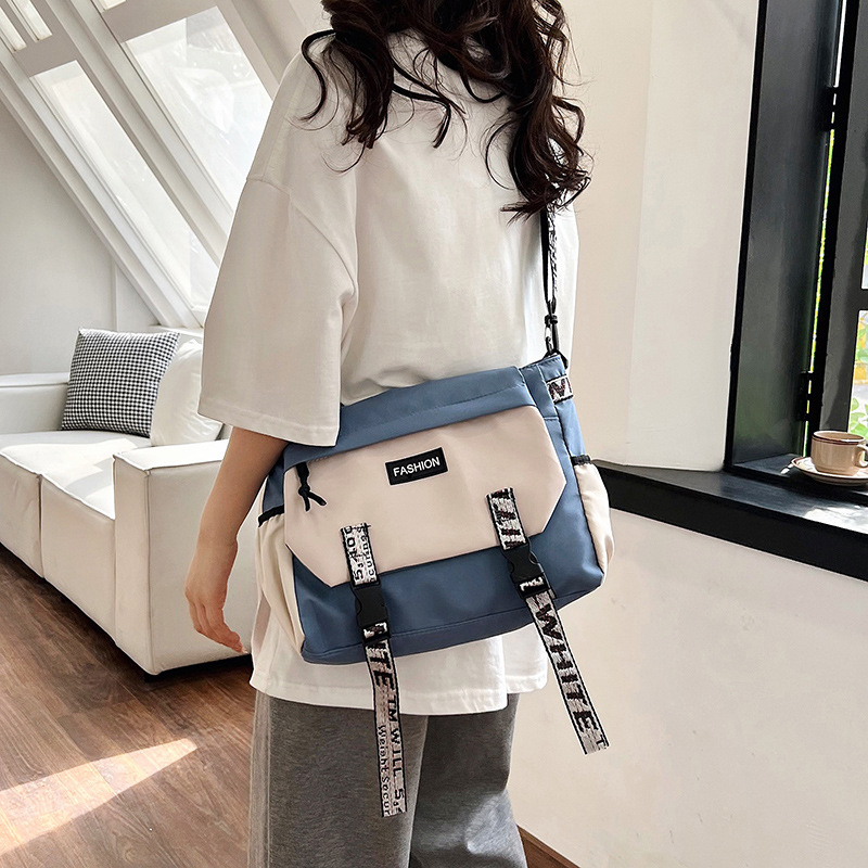 Big Capacity Female Canvas Textile Hobo Slouchy Shoulder Bag 2023 Student  Aesthetic Y2K Grunge School Book Laptop Side Pouch Bag