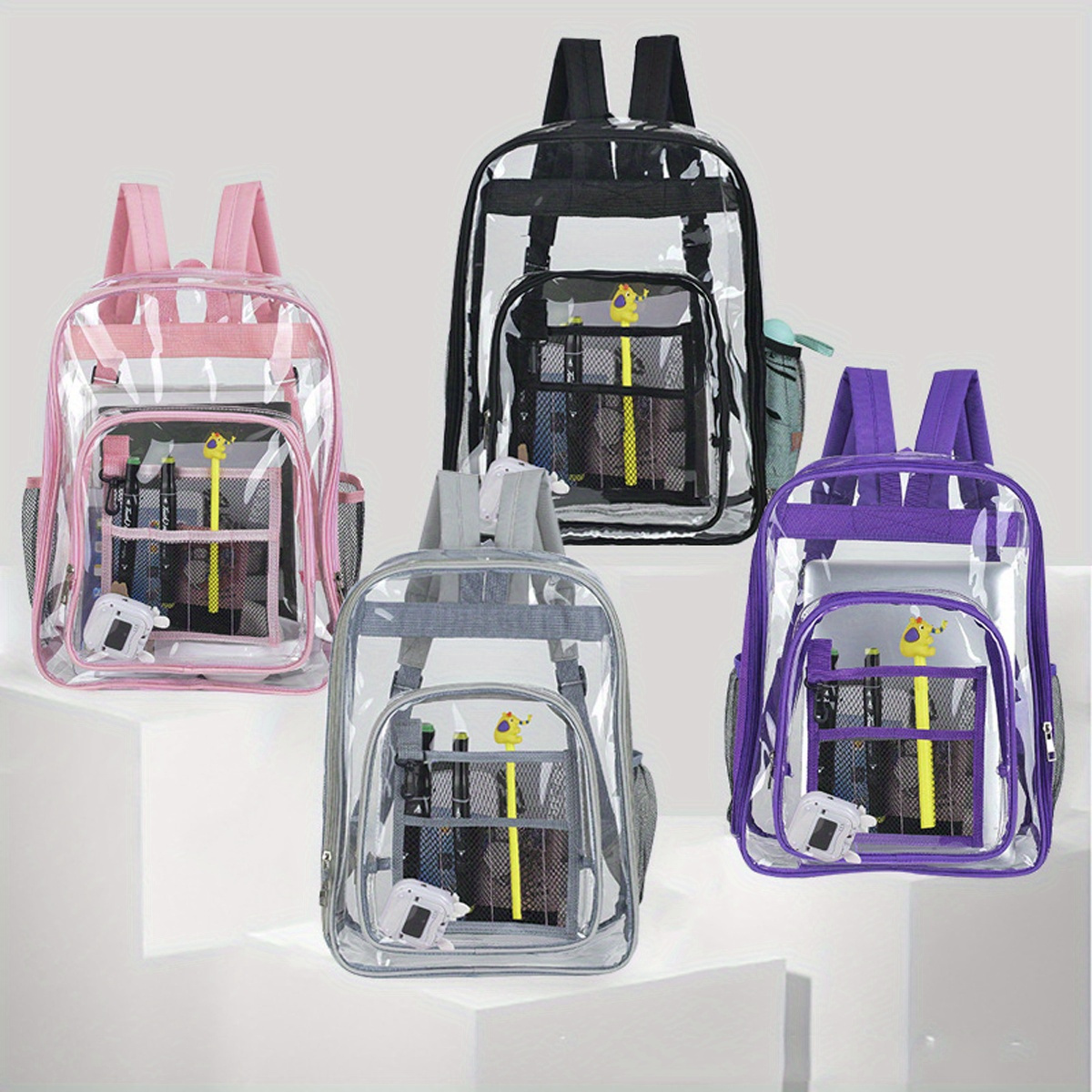 Mochila transparente Mochila grande para portátil Mochila para niños Mochila  para portátil Bolsa transparente Transparente Negro Yuyangstore Paquete de  PVC