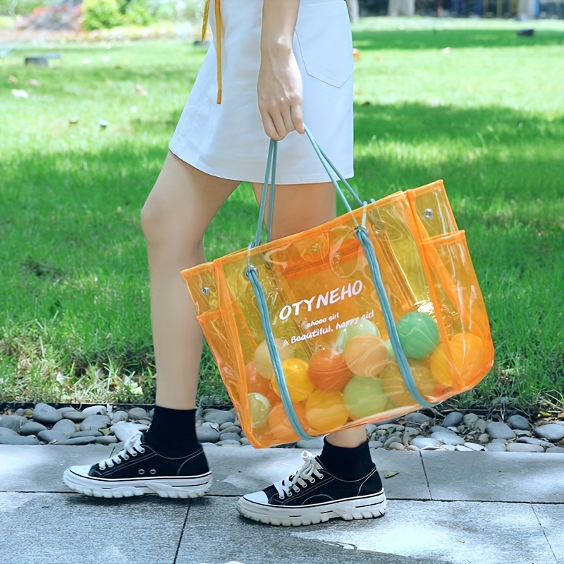 Ladies PVC Soft Vinyl Bags Bamboo Bag Transparent Bags Clear Clutch Tote  Handbag