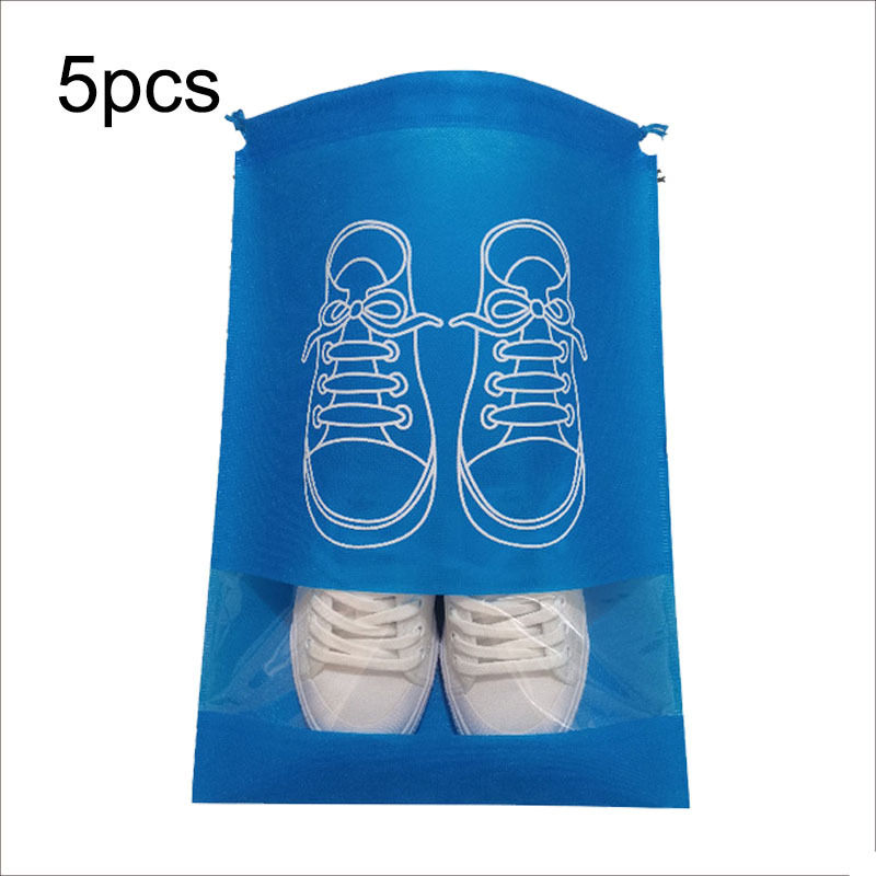 5pcs Outdoor Portable Shoes Bag, Drawstring Travel Shoes Storage Bag,  Travel Shoes Packaging Bag, Shoes Dust Bag With Clear Window, Portable  Organizer