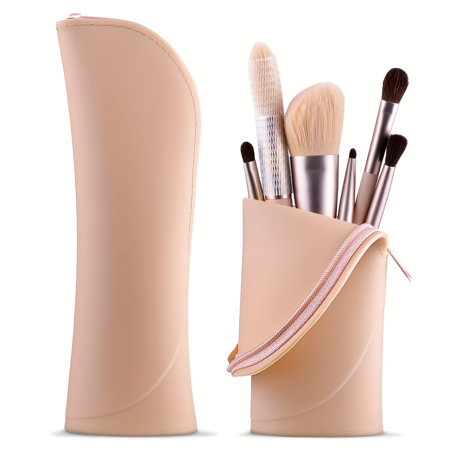 Makeup Brush Holder Travel Silicon Makeup Brush Pouch Organizer, Soft and  Sleek Portable Cosmetic Face Brushes Holder Tools, Travel Makeup Brush  Holder with Magnet Closure - Silicone Make Up Brushes Case Cute –