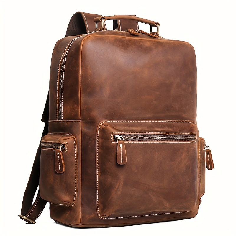 Blu Flut Men's Backpack, Vintage Simple Leather Large Capacity