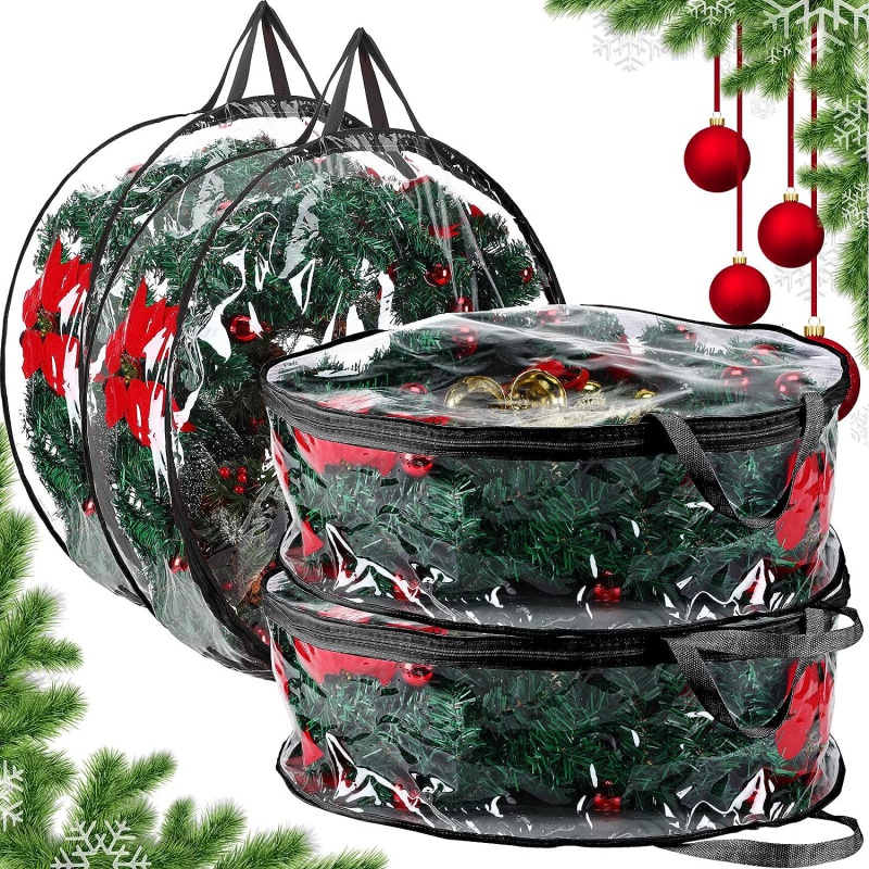 Christmas Wreath Storage Bag Wreath Clear Storage Container - Temu