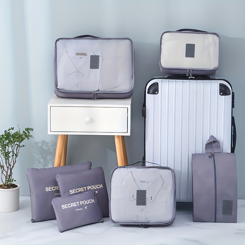4 Pcs/Set Mesh Pouch Travel Bag Organizer Set Ziplock Bag Clothes Storage  Bag Travel Luggage Organizer Cosmetic Bags Organizer