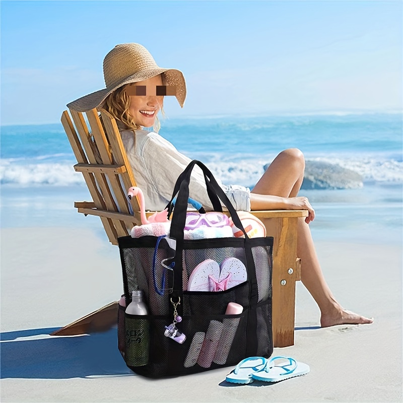 Children Sand Away Protable Mesh Bag Kids Toys Storage Bags Swimming Large  Beach Bag for Towels Women Cosmetic Makeup Bag