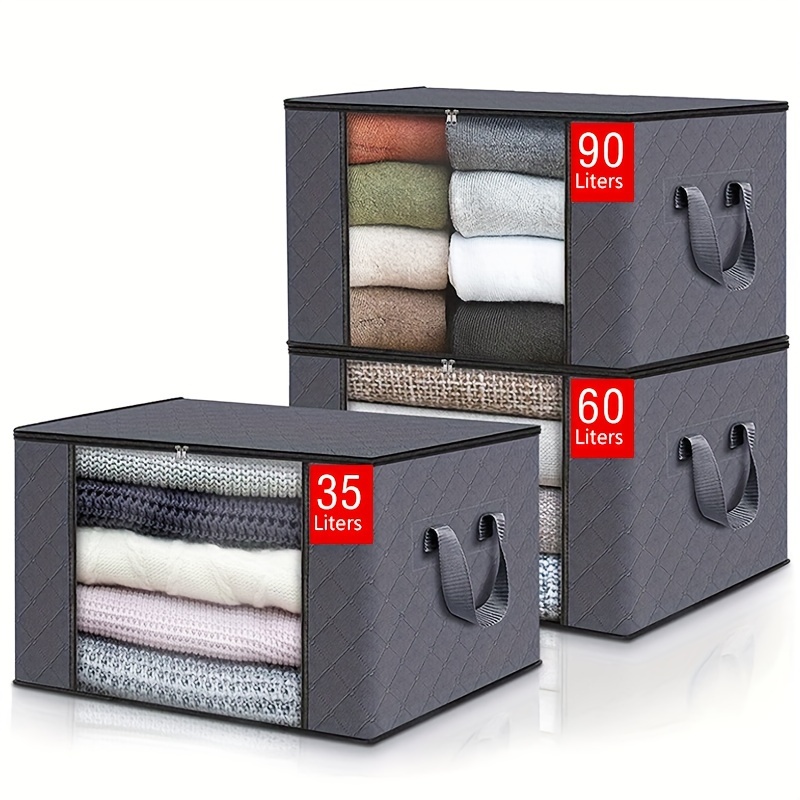 Magik Anti Dust Large Storage Bag Clothes Quilt Blanket Storage Sort Home Organizer, Size: 2 Pack, Gray