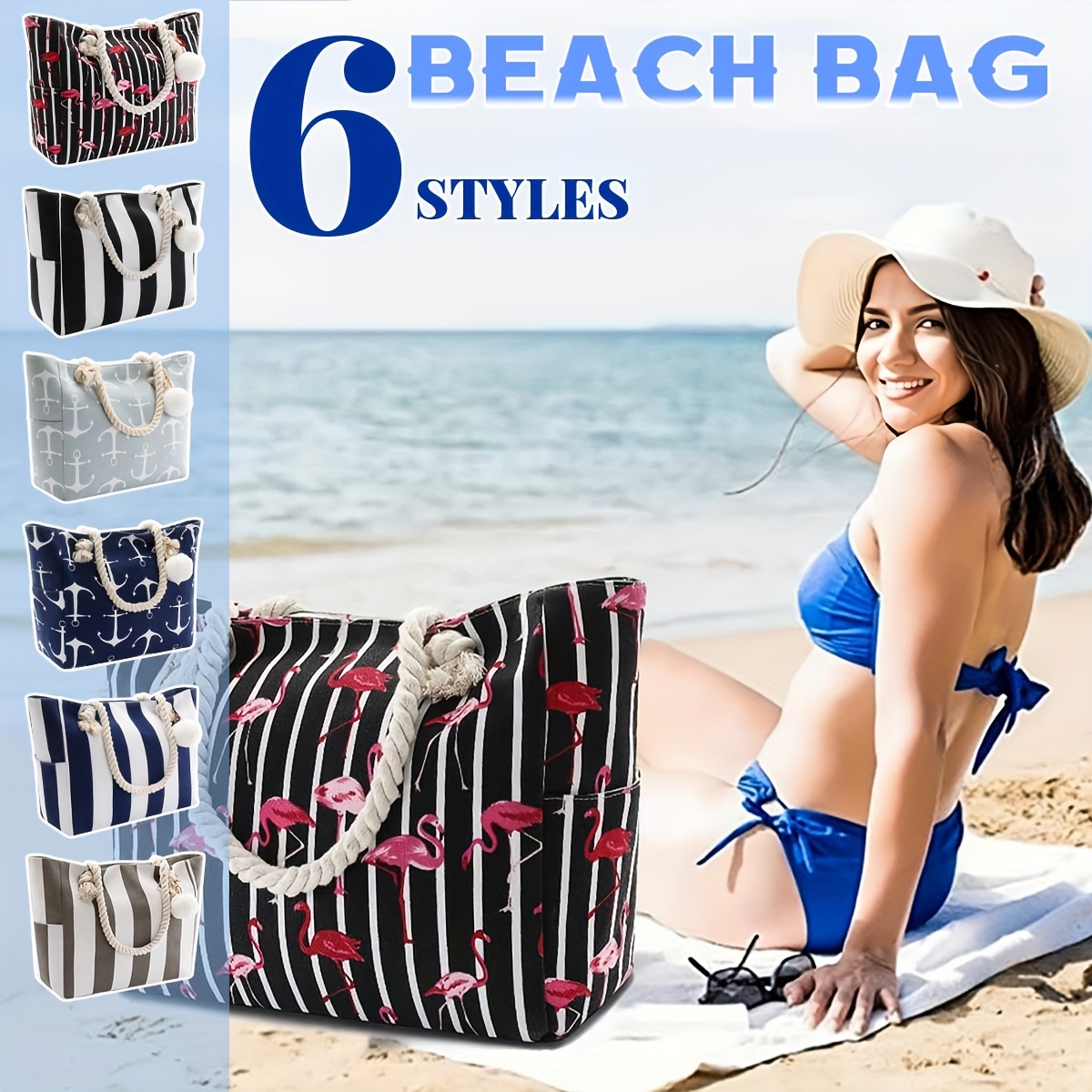 Bolsa de playa Eva, impermeable, ligera, de gran tamaño, bolsa de playa,  bolsa de viaje para gimnasio, playa, viajes, piscina, yoga, Azul