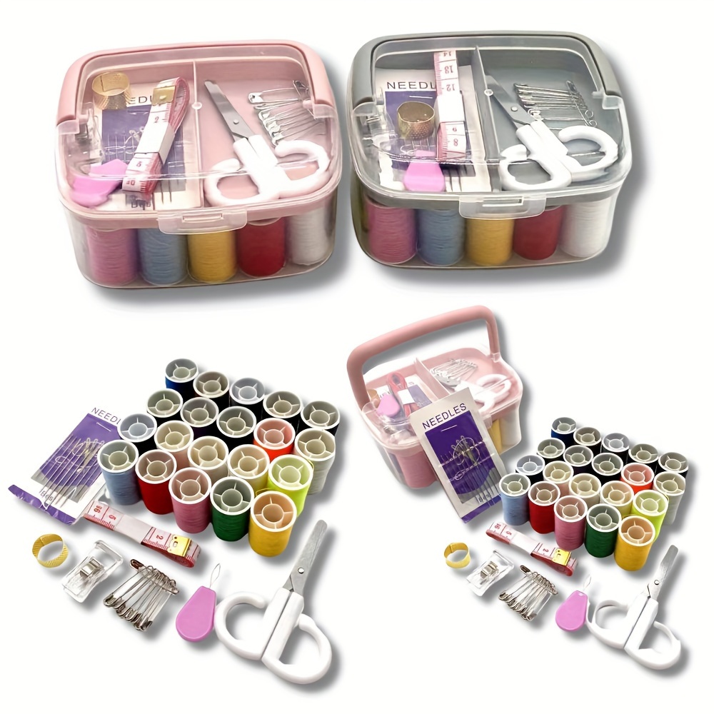 1 Box Cute Sewing Boxes Portable Mini Sewing Box Set Travel Sewing Box  Candy Color Sewing Box