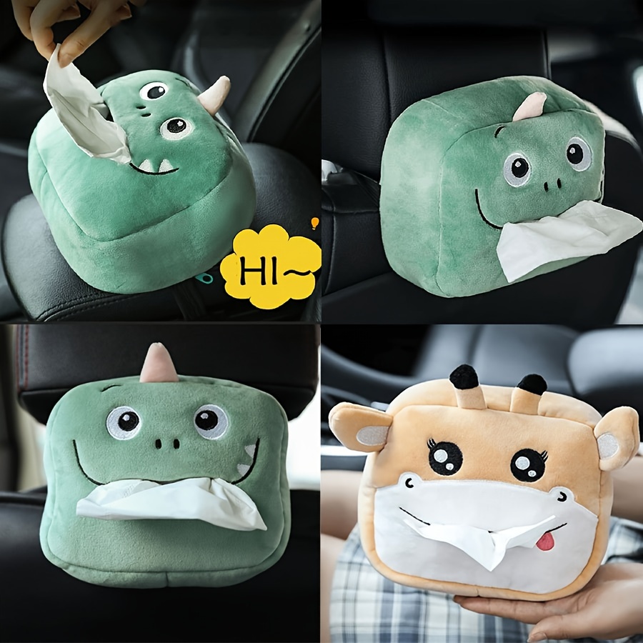 Milageto Taschentuchbehälter fürs Auto,  2-in-1-Cartoon-Taschentuchbox-Halter, süßer Plüsch-Taschentuchhalter, Hase