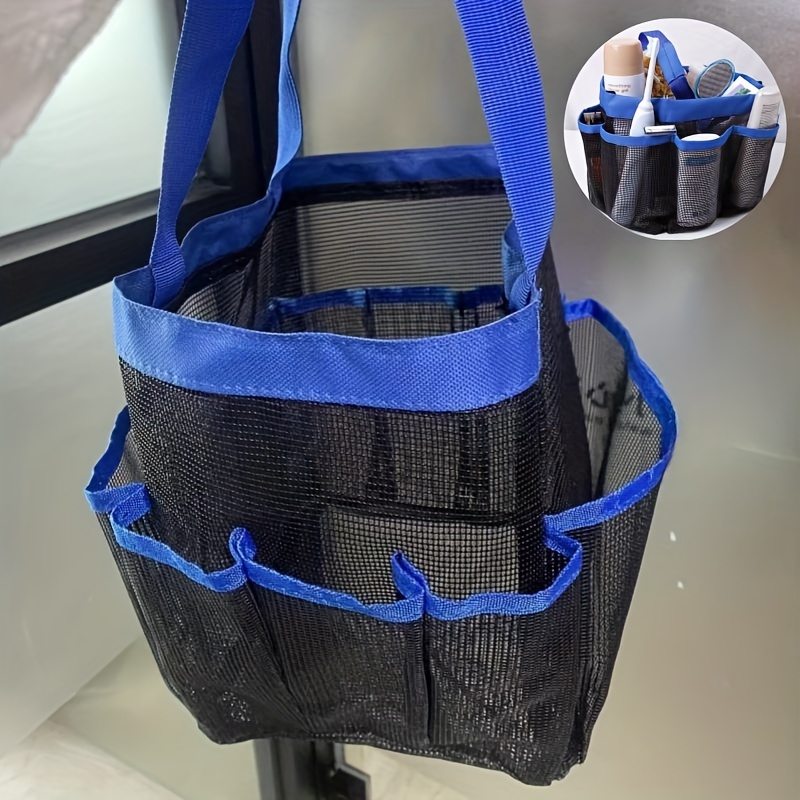 Portable mesh beach bag bathing swimming bath bag 8-pocket mesh storage bag  transparent travel toilet bag