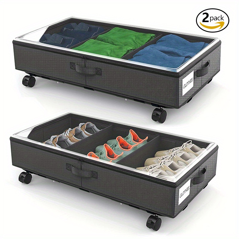 Large Capacity Transparent Storage Box With Wheels - Temu