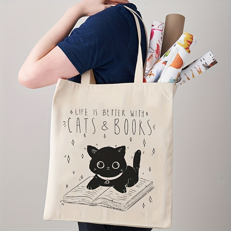 Tote bag vintage carino gattino gatto shopping panno borsa riutilizzabile  borsa della spesa borsa borsa a tracolla : .it: Casa e cucina