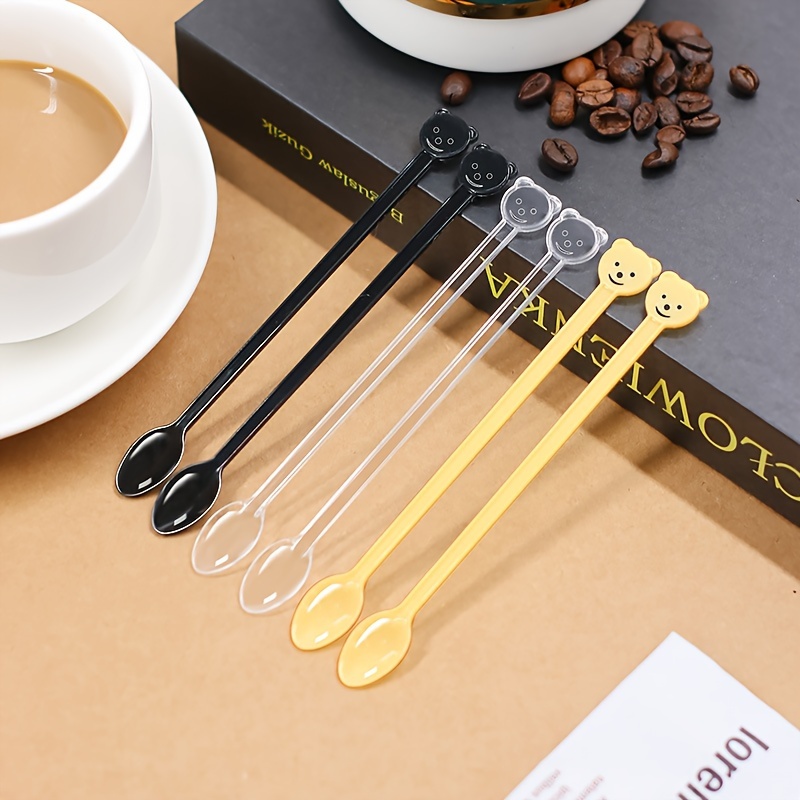 Mini Spoons Coffee Tea End Plastic Stirrer Disposable Accessories White 300  pcs.